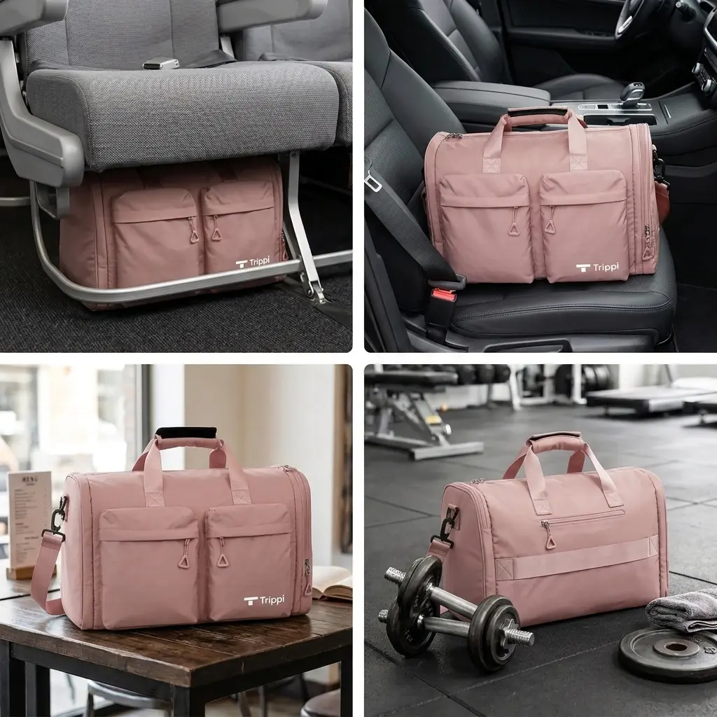 TTrippi duffel bag used for travel, work, and daily life